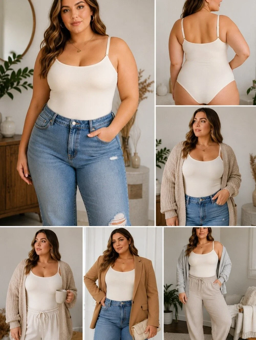 Shapermint Essentials Seamless Shaping Bodysuit 3XL Beige Nude Cami TankComfor